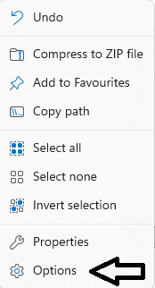 Windows Explorer toolbar with three dots menu